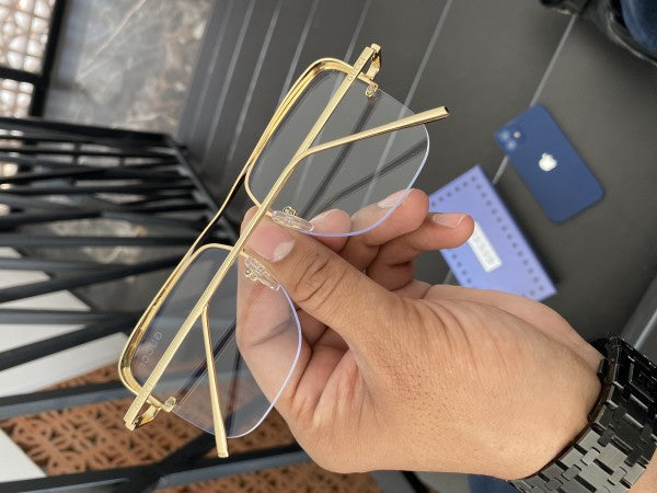 Guccii Gold Metal Clear Lens Sunglasses