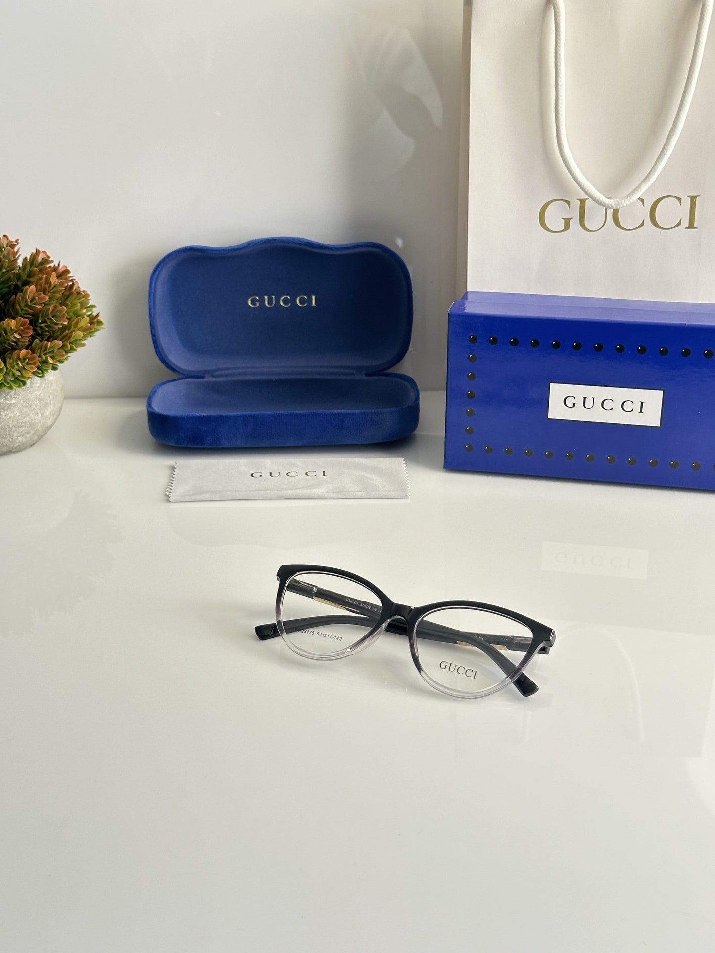 Guccii Black Clear Lens Sunglasses