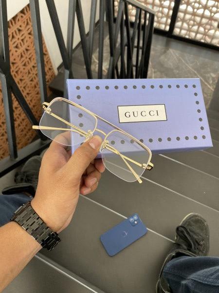 Guccii Gold Metal Clear Lens Sunglasses