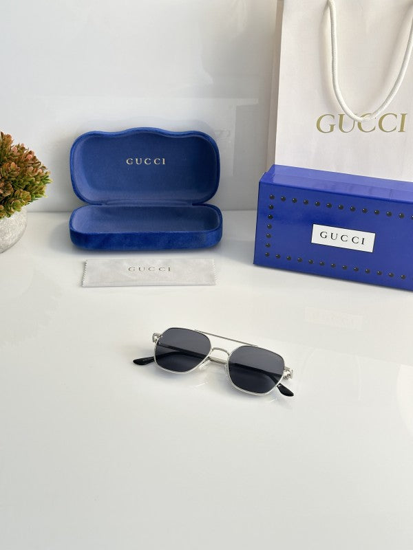 Guccii Silver and Black Primium Sunglasses