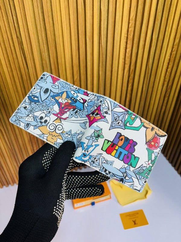 LOUIS VUITTO N WHITE PRINTED PREMIUM QUALITY WALLET